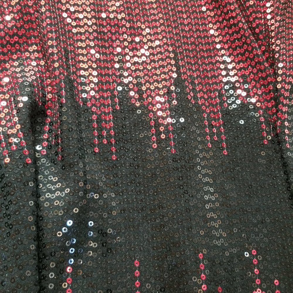 Black & Red Sequin Minidress with mesh back